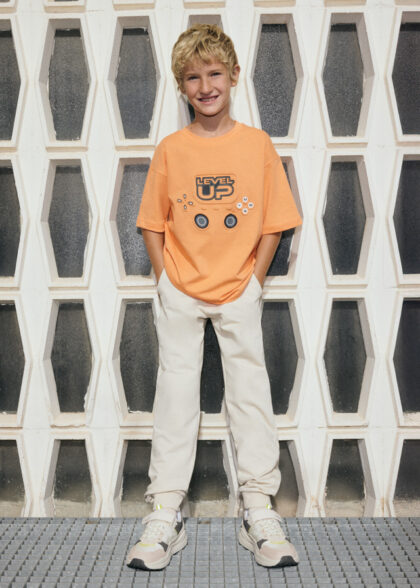 Pantalon felpa basico puños - Crema