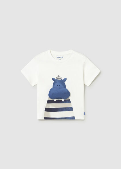 Camiseta m/c aplique - Nata-hipop
