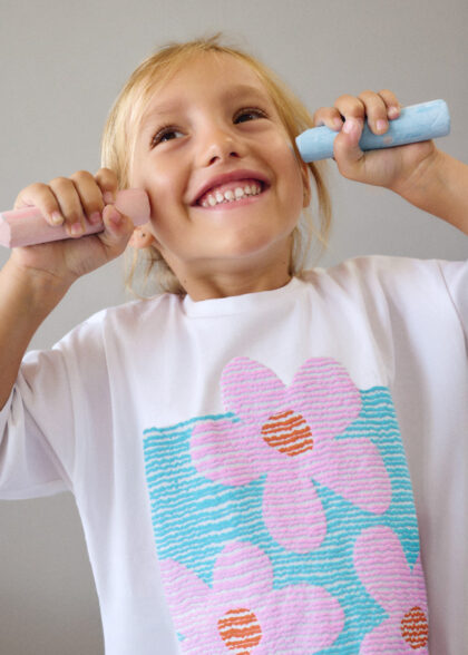 Camiseta m/c - Bco-lilac