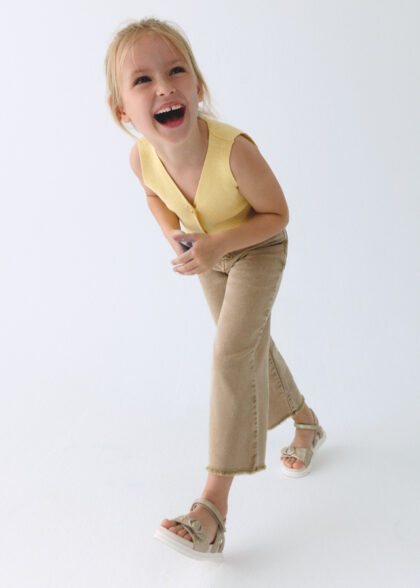 Pantalon sarga wide leg - Beige