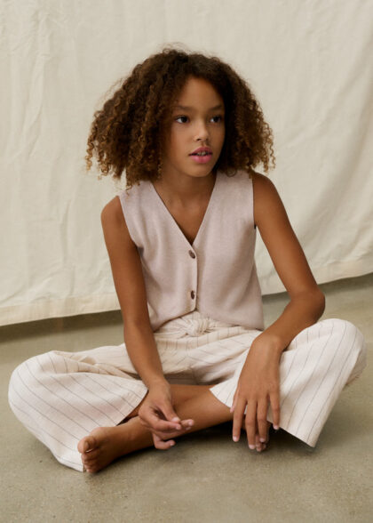 Top tricot botones - Almendra m