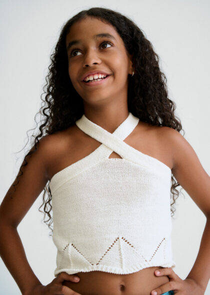 Top tricot cintas halter - Hueso
