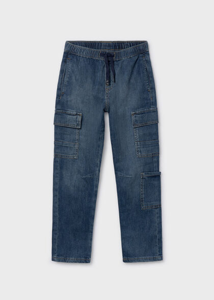 Pantalon denim jogger cargo - Medio