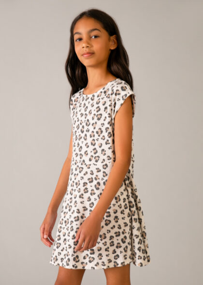 Vestido punto estampado - Hueso