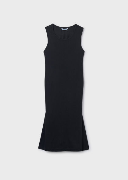 Vestido rayas midi - Negro