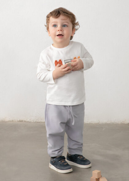 Pantalon felpa basico puños - Gris
