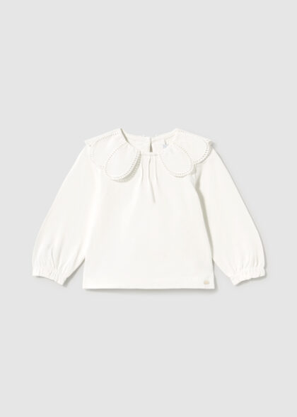 Camiseta m/l cuello plana - Crudo