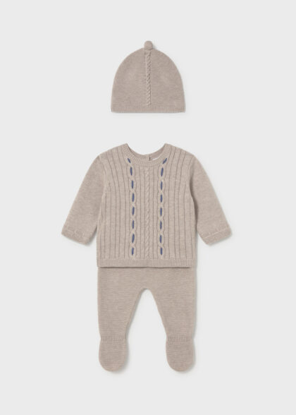 Conj. polaina y gorro tricot - Moca vig