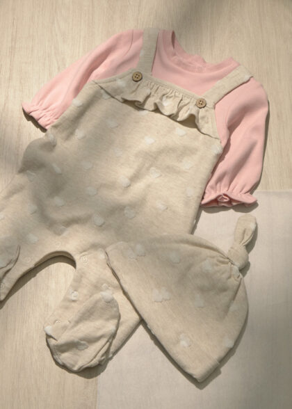 Pelele peto jacquard - Rosa baby