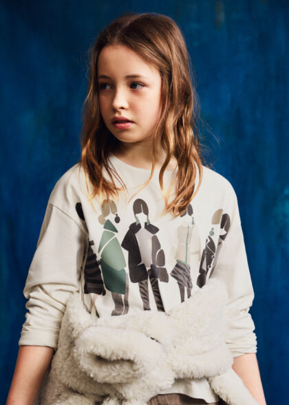 Camiseta m/l serigrafiada - Crema