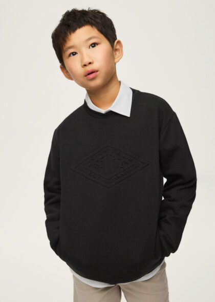 Pullover embossed sin capucha - Negro