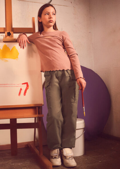 Pantalon sarga todo goma - Moka
