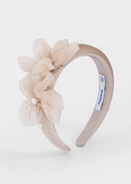 Diadema terciopelo flores - Champagne